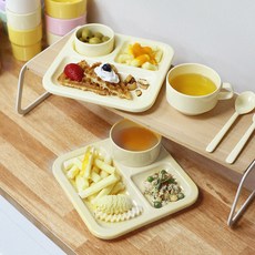 Awakensense 馬卡龍迷你早午餐餐盤 + 迷你杯組, 奶油米色, 2套