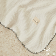 BEBE SMITH 莫代爾棉紗毯, 白色