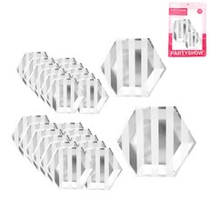 派對展示金屬條紋盤子銀色 25cm 12p + 20cm 12p 派對桌盤套裝, 1套