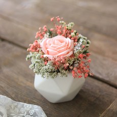 ScentBasket 女王玫瑰香皂花不凋花桌花 + 手提盒組合, 粉紅色