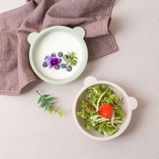 Ahtty home 小森林 小熊點心碗 2入, 1組, 乳白色+薄荷綠