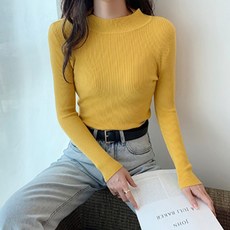 Andaromi 女款半高領羅紋修身針織衫