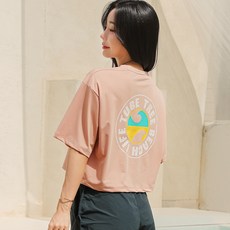 튜브트리 여성용 세미크롭 루즈핏 반팔 래쉬가드 B732