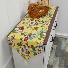 Homeflow 優雅黃色花鳥圖案桌旗, 33 x 183 cm, 混合色