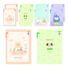 Penpia 800 國小生用14行橫線筆記本, 10個, A、B、C、D(隨機發送)