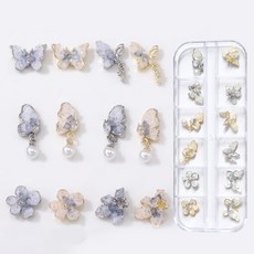 水晶花朵蝴蝶飾品12款套組 KN-P1087, 1套, 混合色