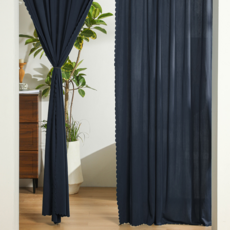 Ecster 現代簡約廚房門窗多用途穿桿式門簾隔斷簾, 炭海軍藍