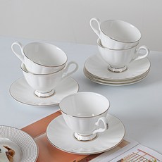 Willive骨瓷金邊咖啡杯 5人組, 白色, 1組
