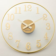 에이치씨클락 컨벡스 유리 무소음 벽걸이 벽시계 40cm, E타입 골드