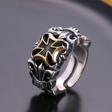 스톤주얼리 남성용 도금 십자가 오픈 패션 반지