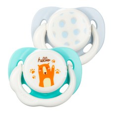 Combi 康貝 Day系列安撫奶嘴, 0~3個月, 小熊+淺藍圓點, 1組
