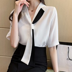 POPLARNC Corinne撞色領結襯衫