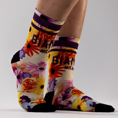 BIANCHI COW BOY Gravel碎石路花紋襪, 1個, 米白色花卉 S-M