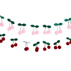 PARTYSHOW 櫻桃造型派對拉旗 2件組, 蜜桃色, 紅色, 1套