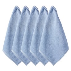 FROMCOTTON 純棉粉彩素色掛環毛巾, 5個, 藍色