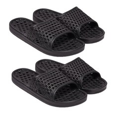 橡實浴室拖鞋, 黑色, 2組