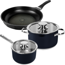 QUEEN SENSE 電磁爐 Alto 鍋具 First 平底鍋組, Alto 單柄鍋 18cm + 雙耳鍋 20cm + First 圓形 24cm, 1個, 混合顏色