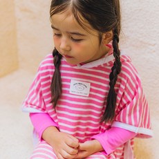 Ttolmuruk 兒童毛巾布條紋連帽浴袍