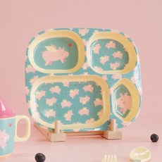 rice 幼兒用四格餐盤, 2個, 豬, 單品