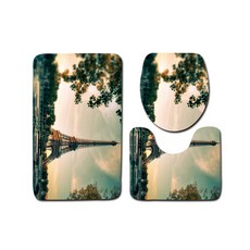 더플로우 PARIS 에펠탑 유럽풍 빈티지 변기커버 + 변기매트 +발매트 변기커버 04 45 x 75 cm, 1세트