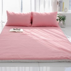 스코홈 여름 냉감 시어서커 홑겹 요커버 + 요솜 세트, 심쿵핑크