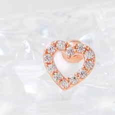 miniart 女性用 14K金針 單邊方晶皓石愛心耳環 RS572