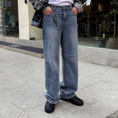남성용 디스페로 캐주얼 빈티지 와이드 데님팬츠