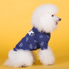 반려동물 MING X 밀크 티셔츠, 네이비, 1개