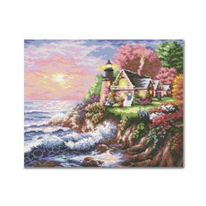 ADICO 寶石十字繡 DIY 套組 50 x 40 cm, 波濤燈塔村 BH39