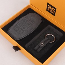 GMZ MOTORS 汽車鑰匙殼 汽車皮革智能鑰匙殼 Alcantara, 黑色, 捷尼賽思 8鍵 GS03