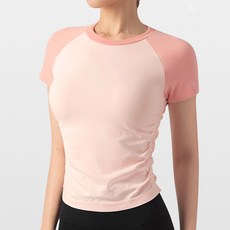 PEONIST 女款圓領撞色短袖瑜珈服T恤