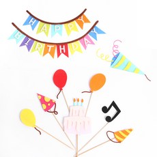 PARTYHAE 毛氈裝飾插牌 生日派對 7件組 + 生日派對 3件組, 混搭色, 1套