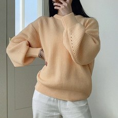 Planday 女款厚實蜂巢織圓領寬鬆版針織衫