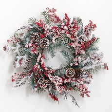 flowertree 室內牆面裝飾 雪花松果花環 45cm, 雪花松果