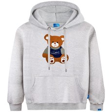 L.LAMO 男女通用 刷毛H 泰迪熊毛圈布棕色連帽T恤