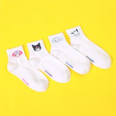 프리미에팜 주니어용 산리오캐릭터즈 혼합 단목 양말 4종 세트