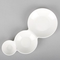 푸코 서빙플레이트 버블 원형 3절 접시 SMALL, 유광화이트, 1개