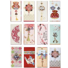 永恆 新年中秋節慶韓式紅包袋 12入組 Q2&Q7, 1套, 混合顏色