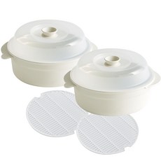 EASY&FREE 微波爐蒸籠 1200ml 大 2入, 白色, 1套