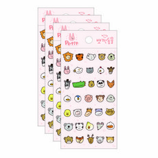 Petit 可愛動物封口貼紙 DA5574, 混合顏色, 4個