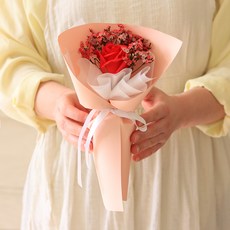 ScentBasket 香皂玫瑰星辰花鮮花永生花單支花束, 紅色