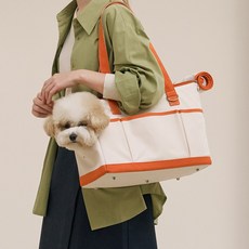 likalika 寵物外出提包 + 坐墊 + 斜背帶組合, 沙米色(奶油色 + 橘色), 1個