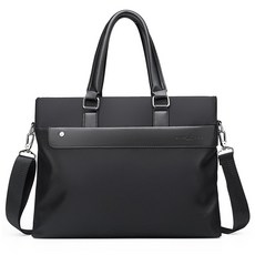 男士時尚簡約防水公事包, 黑色