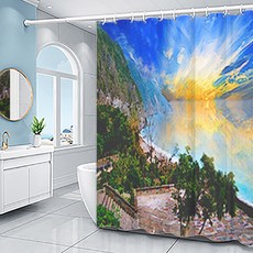 水彩風景浴簾 TYPE4 120 x 180 cm, 多色(混色), 1個