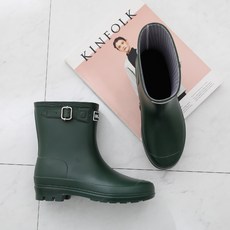 갓슈 오키오 여성 벨트 앵클 레인부츠