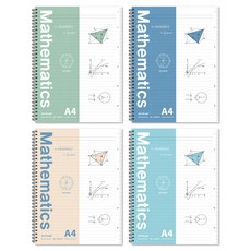 The Open House 4000 A4 數學筆記本套組 4 23-7167, 綠色、藍色、杏色、薄荷色, 1套