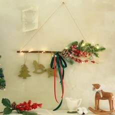 聖誕玩具裝飾品松莓花環LED套組, 混合色, 1套