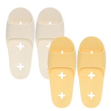 SHABATH 不卡門輕薄浴室拖鞋 兩件組, 白色,奶油, 1組