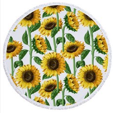 向日葵插畫圓形沙灘巾 460g A_RD_1017, C, 1個