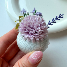 49데이즈 미니 도자기화분, 1개, 원형 퍼플